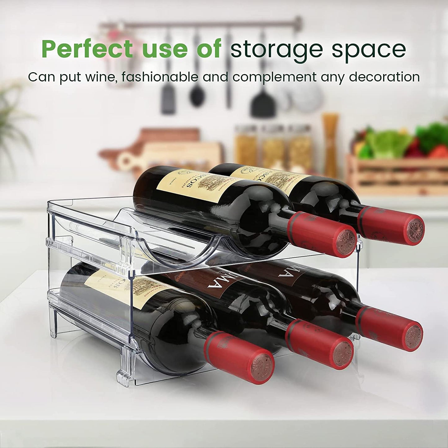 Effortlessly Organize Your Space with Our Stackable Water Bottle Storage Rack - 2 Pack Clear Lucite Holders for Cabinets and Pantries