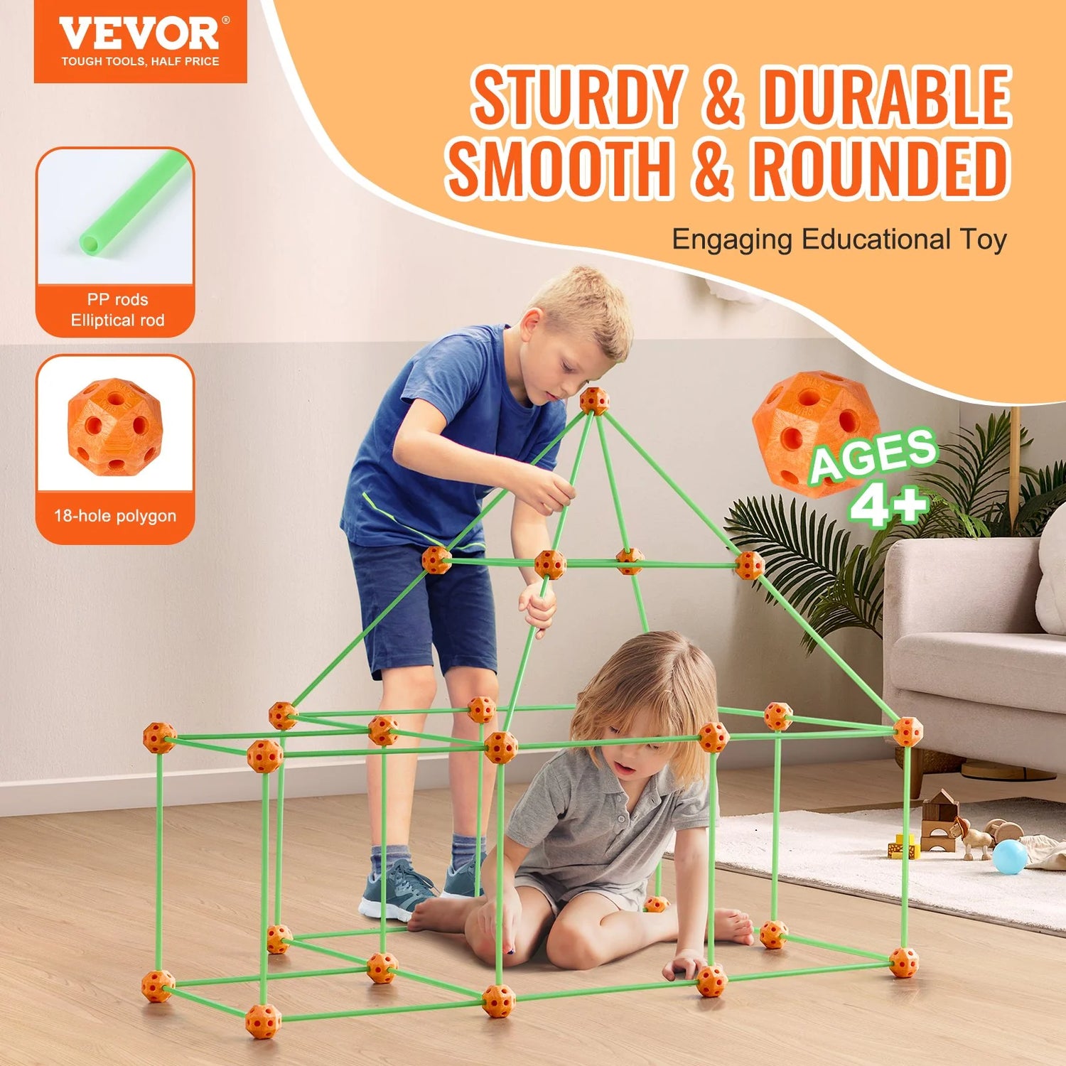 VEVOR Glow-in-the-Dark Fort Building Kit - Unlock Endless Adventures with STEM Fun for Kids (85 Pieces)
