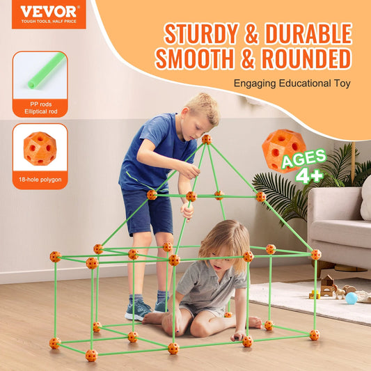 VEVOR Glow-in-the-Dark Fort Building Kit - Unlock Endless Adventures with STEM Fun for Kids (85 Pieces)