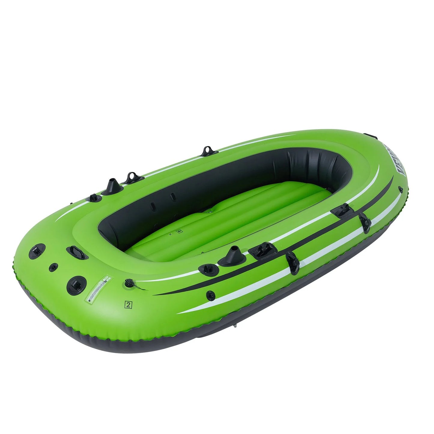 VEVOR 5-Person Inflatable Boat: Durable PVC Raft with Aluminum Oars, High-Output Pump & Fishing Rod Holders - Perfect for Family Fun on the Water!