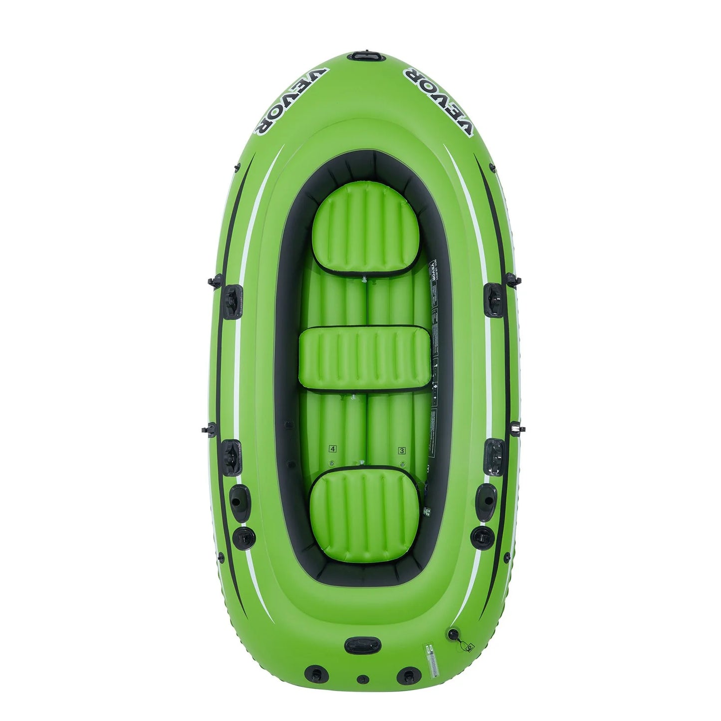VEVOR 5-Person Inflatable Boat: Durable PVC Raft with Aluminum Oars, High-Output Pump & Fishing Rod Holders - Perfect for Family Fun on the Water!