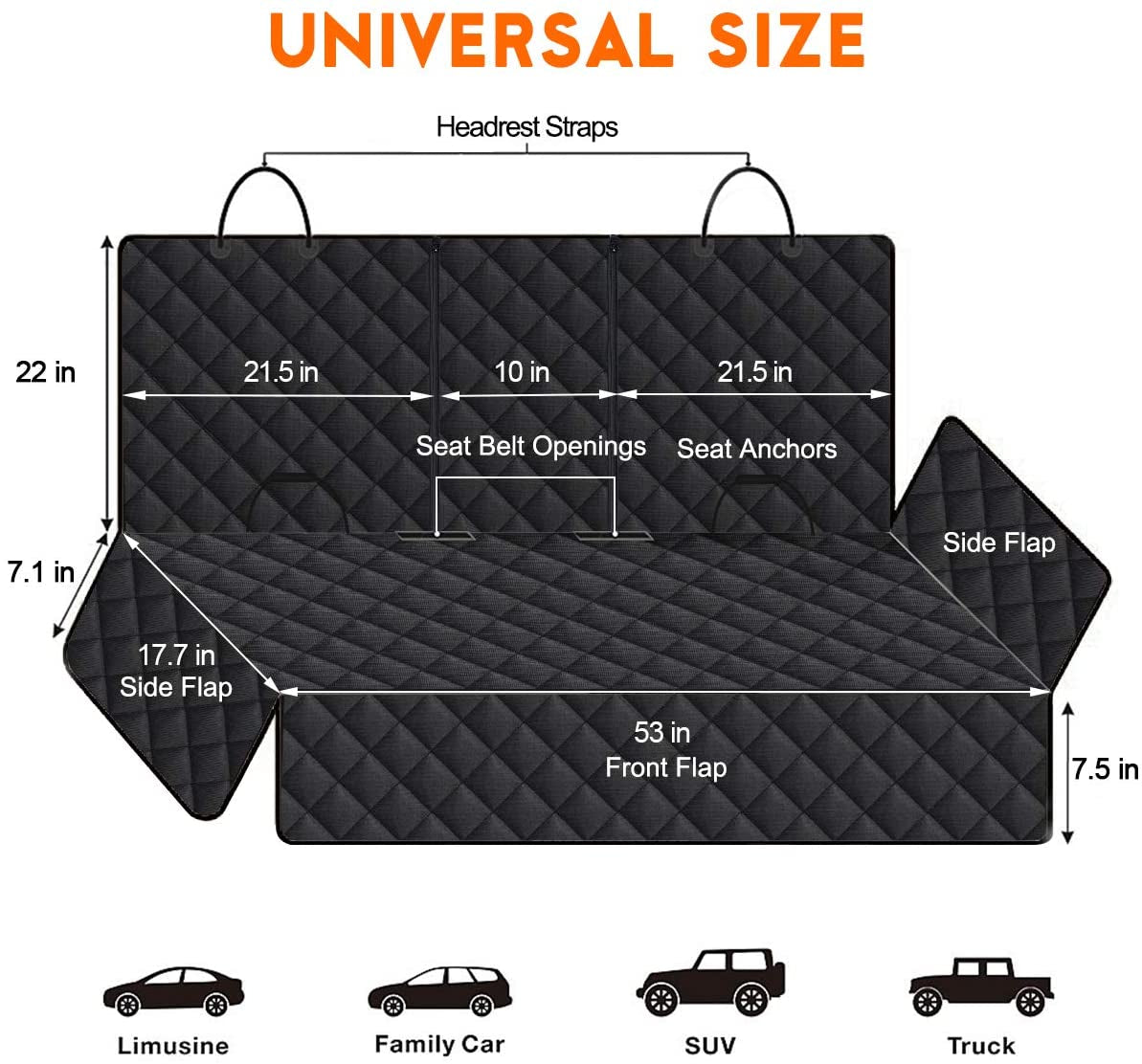 Ultimate Dog Car Seat Cover - Waterproof, Non-Slip Protector for Backseat Comfort - Universal Fit for All Cars, Trucks, and SUVs - Effortless Cleaning & Adjustable Safety Straps