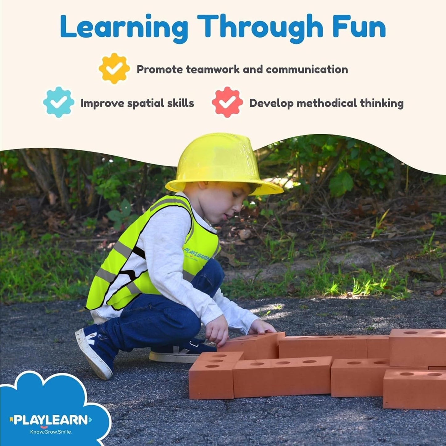 Creative Play Awaits: 25Pc Foam Building Blocks with Kids' Reflective Vest & Storage Bag