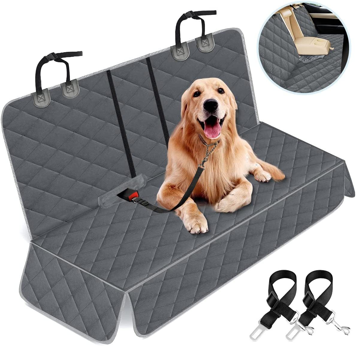 Ultimate Dog Car Seat Cover - Waterproof, Non-Slip Protector for Backseat Comfort - Universal Fit for All Cars, Trucks, and SUVs - Effortless Cleaning & Adjustable Safety Straps