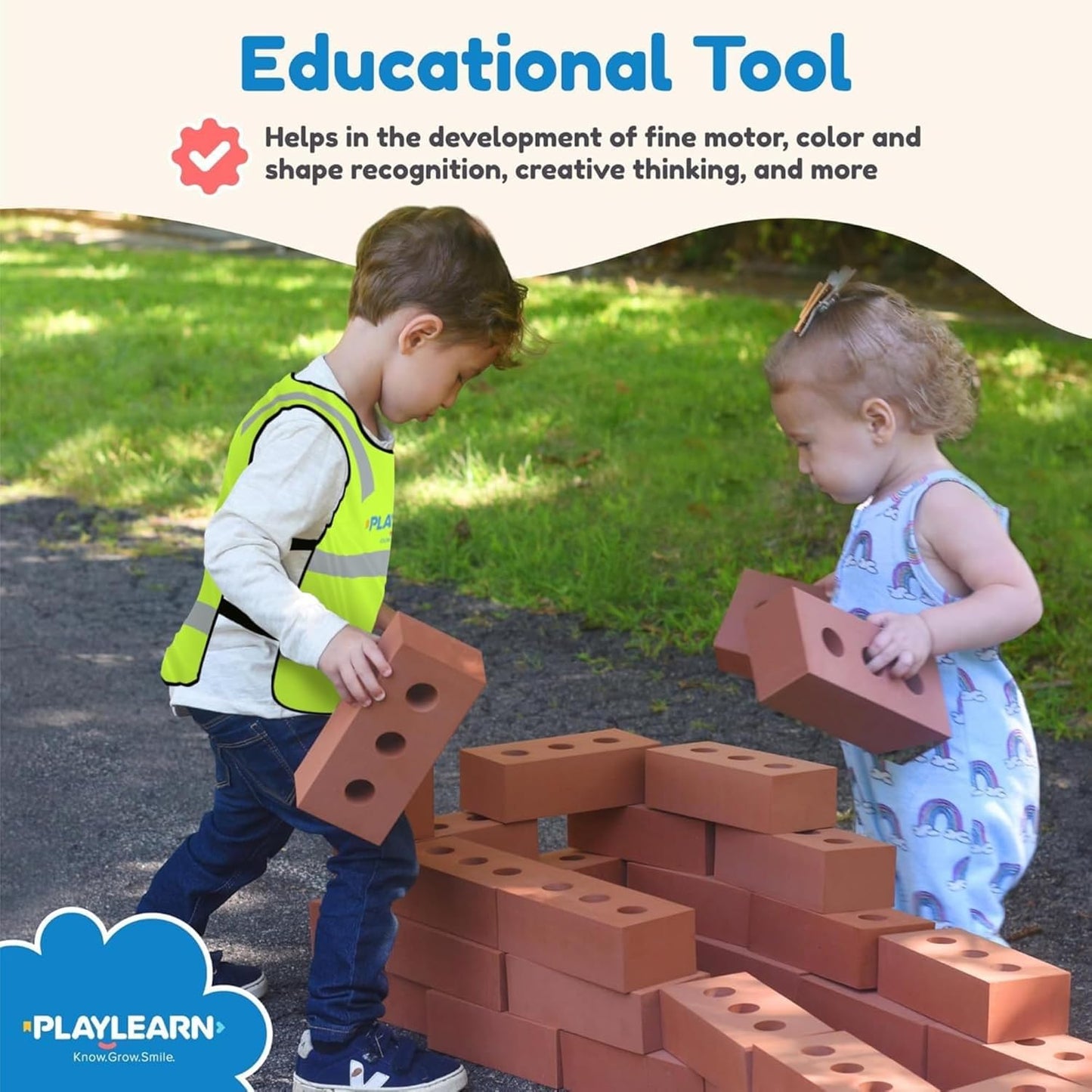 Creative Play Awaits: 25Pc Foam Building Blocks with Kids' Reflective Vest & Storage Bag