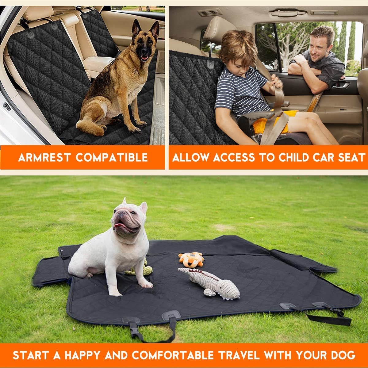 Ultimate Dog Car Seat Cover - Waterproof, Non-Slip Protector for Backseat Comfort - Universal Fit for All Cars, Trucks, and SUVs - Effortless Cleaning & Adjustable Safety Straps