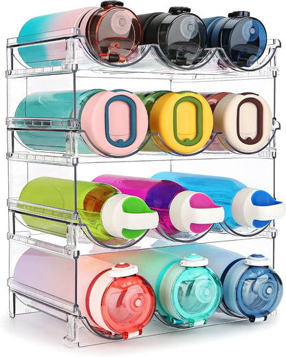 Effortlessly Organize Your Space with Our Stackable Water Bottle Storage Rack - 2 Pack Clear Lucite Holders for Cabinets and Pantries