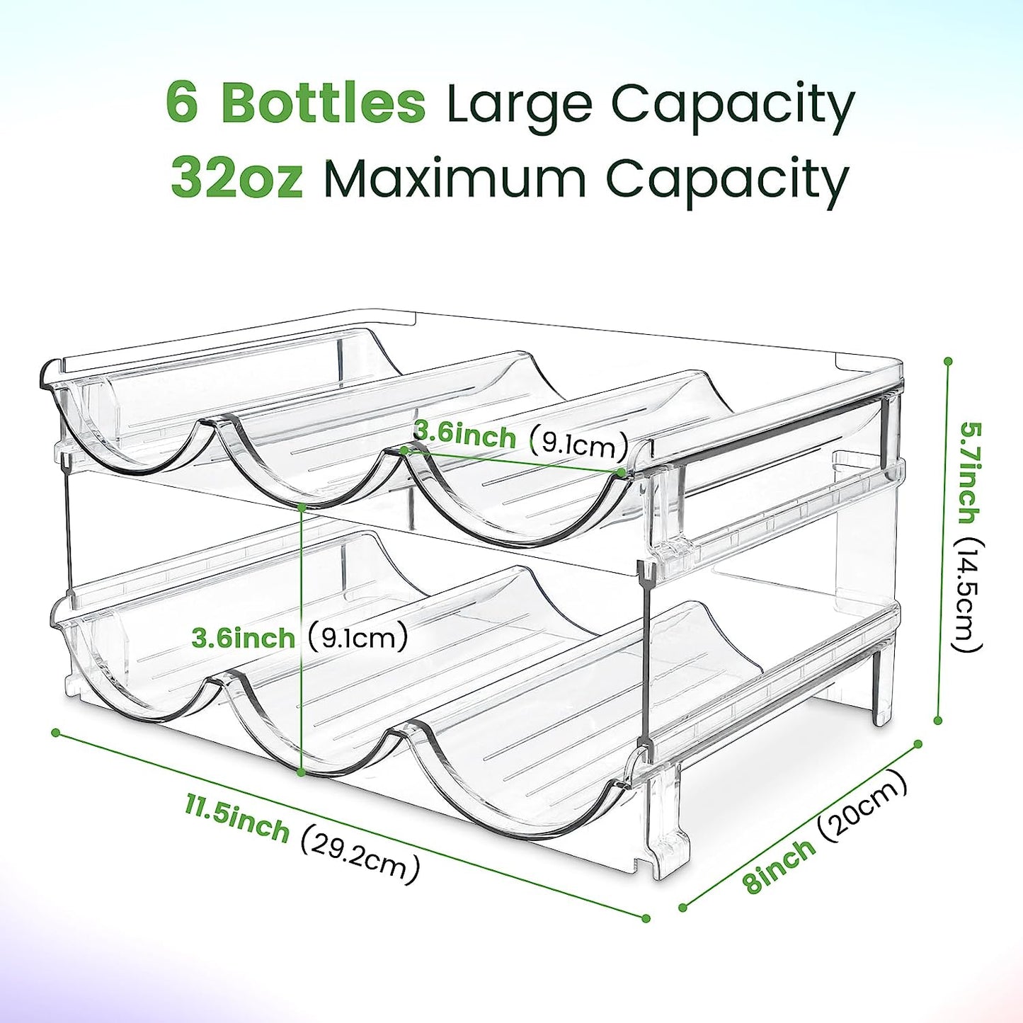 Effortlessly Organize Your Space with Our Stackable Water Bottle Storage Rack - 2 Pack Clear Lucite Holders for Cabinets and Pantries