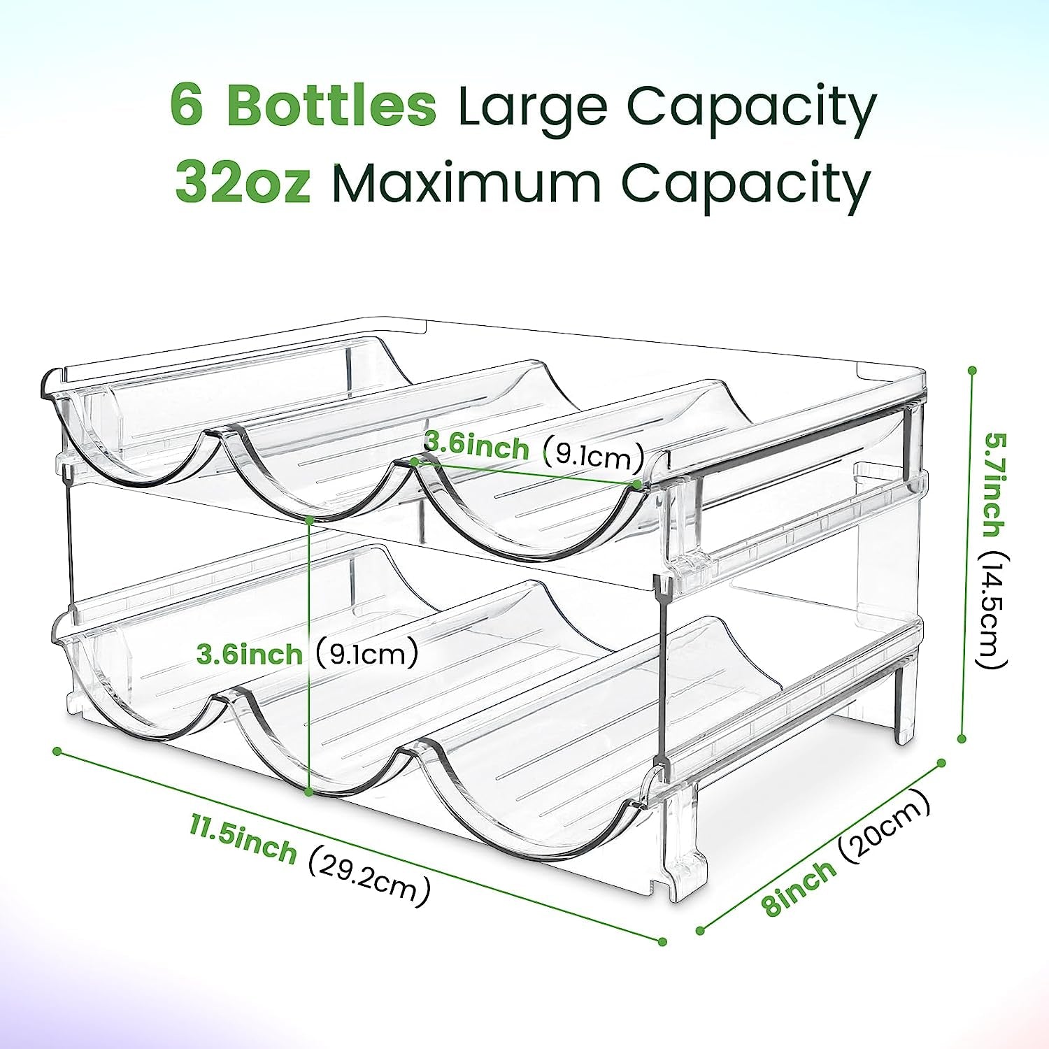 Effortlessly Organize Your Space with Our Stackable Water Bottle Storage Rack - 2 Pack Clear Lucite Holders for Cabinets and Pantries