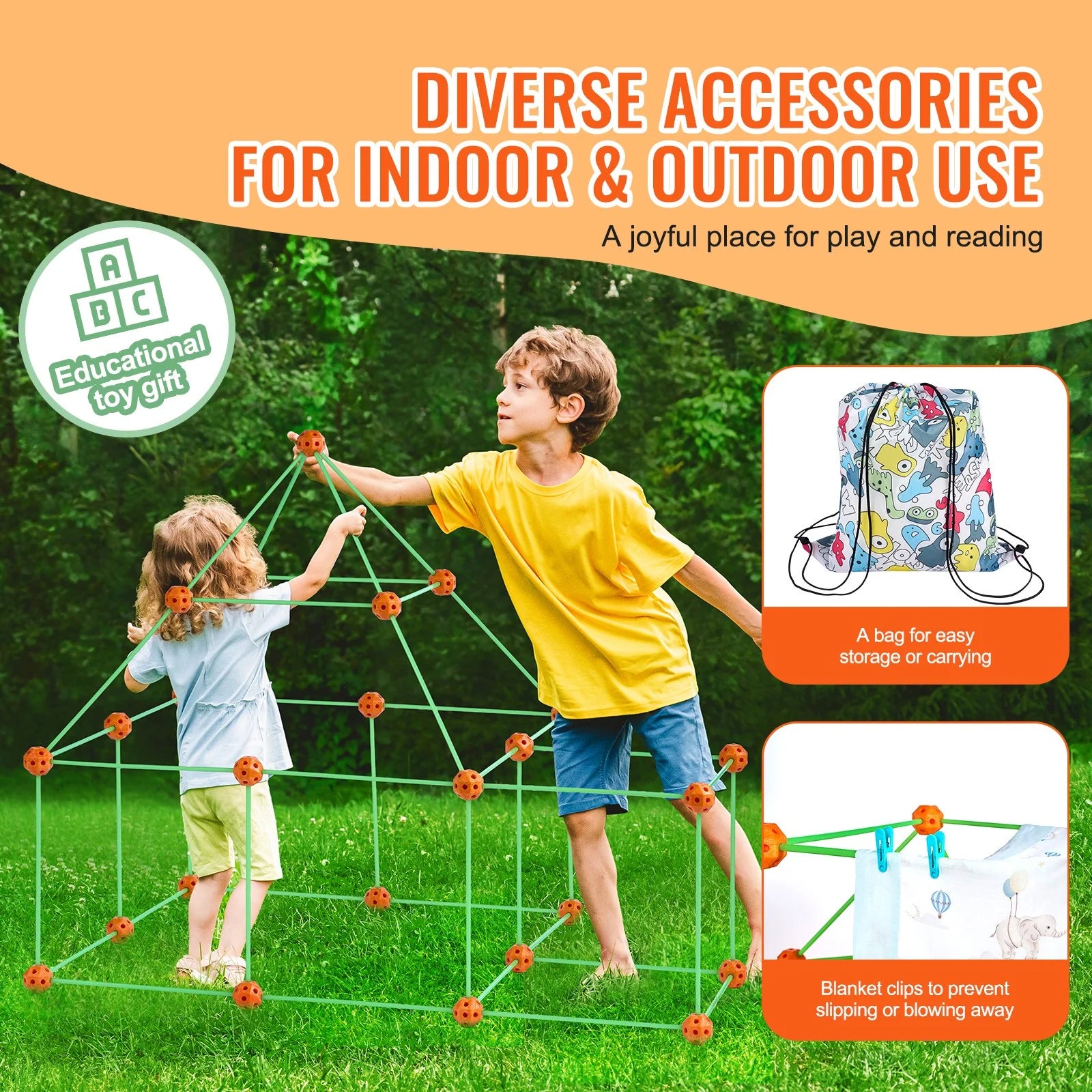 VEVOR Glow-in-the-Dark Fort Building Kit - Unlock Endless Adventures with STEM Fun for Kids (85 Pieces)