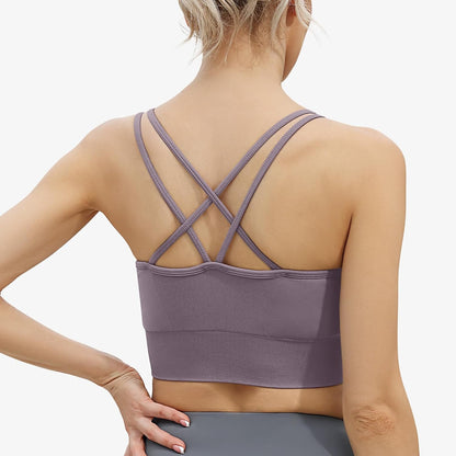 Elevate Your Workout with Our Women’s Strappy Cross Back Sports Bra - 3 Pack of Medium Support Padded Yoga Bras