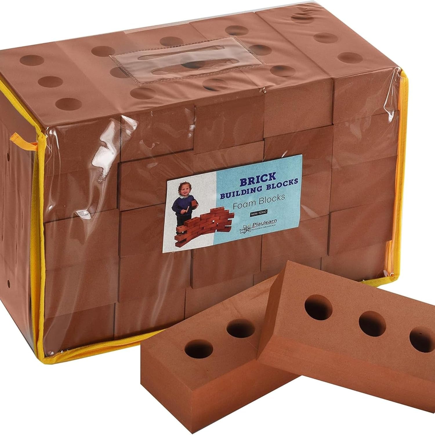 Creative Play Awaits: 25Pc Foam Building Blocks with Kids' Reflective Vest & Storage Bag